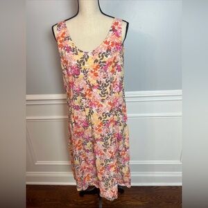 J. Jill Floral Sleeveless Midi Dress With Zipper Side And Pockets Size L